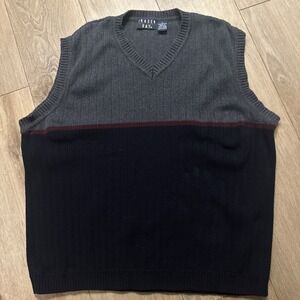 Trader‎ Bay Men's Colorblock Sleeveless Sweater Vest Vintage Large Cotton